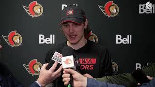 Tim Stützle, Adam Gaudette, Tyler Kleven, Travis Green Postgame Media vs SJS