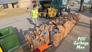 Rear loader Garbage Truck in Action - Garbage Man POV | 4K UHD ASMR