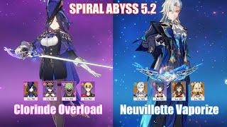 C0 Clorinde Overload & C1 Neuvillette Vaporize | Spiral Abyss 5.2 | Genshin Impact