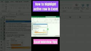 How to highlight an active row in excel #exceltips #conditionalformatting #hightlight #row #excel