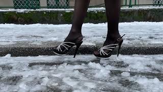 Slush snow trampling in high heels | ASMR