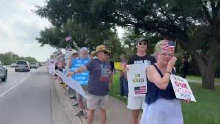 People line up for 'No Kings' protest in Bastrop