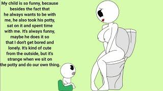 17№ Comics Fun Time Mother and Baby in Toilet