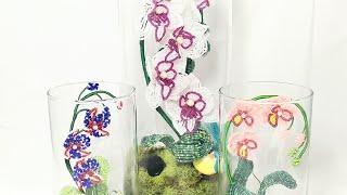 Бисероплетение. Орхидеи в стекле. Beaded orchids in the glass. Beadwork, Art, flower, beads, DIY