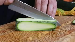 Kagekiyo Shirogami #2 210mm Gyuto vs Zucchini