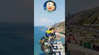 GTA 5 : CARTOON CHARACTER BIKE JUMPING TEST IN GTA V ! #gta5 #shorts