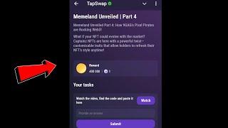 Memeland Unveiled | Part 4 | TapSwap Code