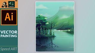 Vector Nature Painting in Adobe Illustrator | Speed Art