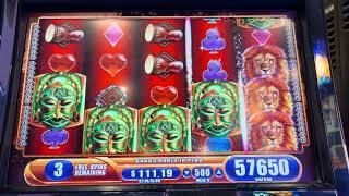  KING OF AFRICA SLOT  $10 Max Bet 25 spin bonus with re-trigger.  Jackpot Handpay 