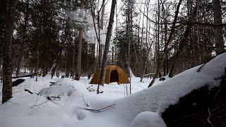 Solo Hot Tent Camping Deep In a Cedar Swamp