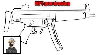 MP5 gun drawing easy step by step