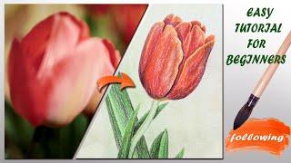 Watercolor painting tutorial - Tulip flower- (Beginner to Intermediate)