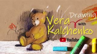 Drawing a Teddy bear with colored pencils (subtitles in English)