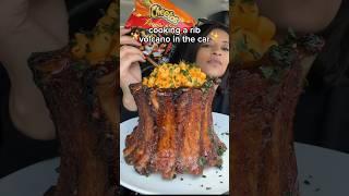 Cooking a rib volcano in the car #shorts #ribs #bbq #cooking #recipe