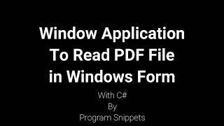 Window Application to read PDF File with C#