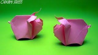 Origami pig out of paper