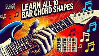 LEARN ALL 10 BARRE CHORD SHAPES :) #Guitar #Music #Chords