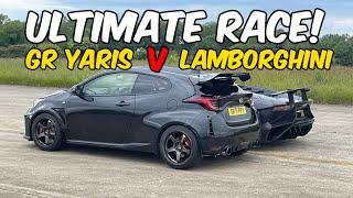 Crazy Drag Race 600hp GR Yaris v Lambo Aventador SV | Carwow