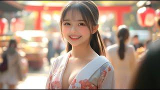 【AI Girl】Lesbian Kiss Kiss Kiss 14 / 神社にて【Japanese Girl】【AI 미녀】【AI美女】