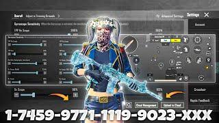 NEW UPDATE 3.8BEST SENSITIVITY CODE + CONTROL SETTINGS BGMI/PUBG MOBILE