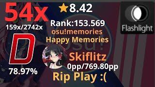 8.42 ⭐ Skiflitz | osu!memories [Happy Memories] +FL 78.97 | 54 - osu! (rip play)