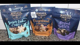 Niagara Chocolates Clusters: Sugar Cookie & Toffee & Gingerbread Cookie and Almond Butter Dark Cups