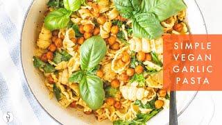 Spicy Vegan Garlic Pasta with Roasted Chickpeas | This Savory Vegan