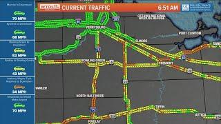 Morning snow showers impact traffic with slowdowns