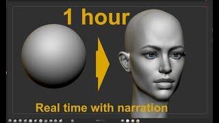 Female head from sphere in Zbrush  How to model and draw a female head with live narration