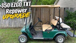 $50 Ezgo TXT Series Golf Cart gets Repower Flow Lithium 36v Battery | Inexpensive Battery Upgrade!