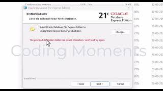 Oracle Fix - the provided destination folder has invalid characters (Fix)