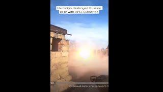 Russian BMP destroyed by Ukrainian forces with RPO-A in Mariupol. Russia Ukraine war