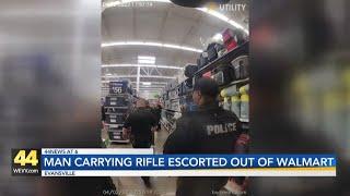 Bodycam footage shows officers interaction with Evansville shopper carrying rifle in Walmart