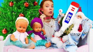 Weihnachtsspaß mit Nenuco Puppen! Der Weihnachtsmann ist krank. Puppen Video für Kinder