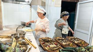 BESHBARMAK Cooked in the HORSE STOMACH. Traditional Kazakh Food in Uzbekistan. Kazakh Cuisine