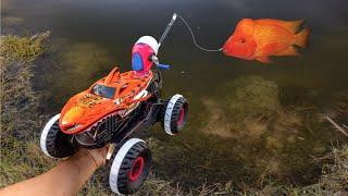 RC Monster truck Catches Colorful Fish for PRIME.