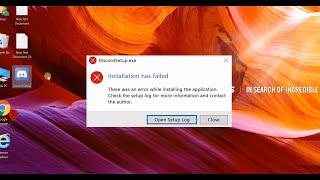 How to Solve Discord Setup Error || 'Installation has failed' Error  in Windows 10