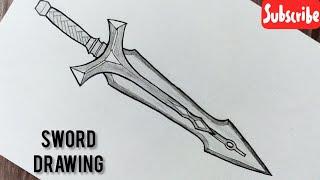 How to draw a sword  easy step by step || Sword tattoo drawing