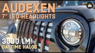 Audexen 7" LED Headlights with DRL Halos Installation Tutorial and Review: Jeep Wrangler JK