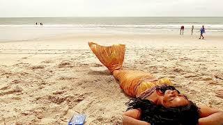 GOLD MERMAID TAIL  BEACH RESCUE | MERMAID SYRENA ENTERTAINMENT FOR PARTIES & EVENTS | NC