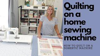 Jellyroll Picnic beginner quilting how to Baste and Free-motion Quilt on a home machine.