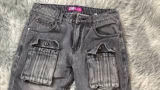 Custom multiple pockets vintage jeans
