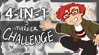 4-IN-1 3 MARKER CHALLENGE! | Success, Failure, or Both?