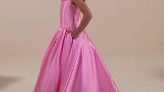 Pink Girls Long Beaded Mikado Dress by Tiffany Princess 13627