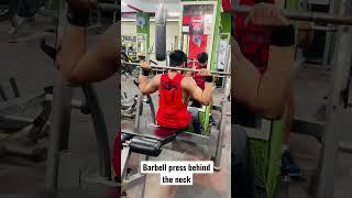 Train Your Rear delt with barbell press behind the neck #beginnersseries #shouldertraining #muscle