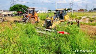 New Project Filling Land & Road Construction Using Sand By Heavy Shantui Bulldozer & 12wheels Trucks