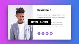 Minimal Profile Card UI Design using Html & CSS - Design+Code | UI Design