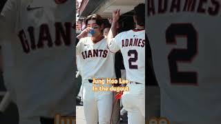 San Francisco Giants Jung Hoo Lee in the dugout!! #JHL #JungHooLee #SFGiants
