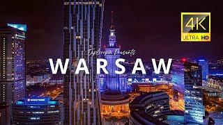 Warsaw, Poland  in 4K ULTRA HD 60FPS at night by Drone