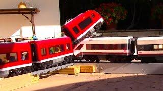 LEGO train crash compilation on a crossing track